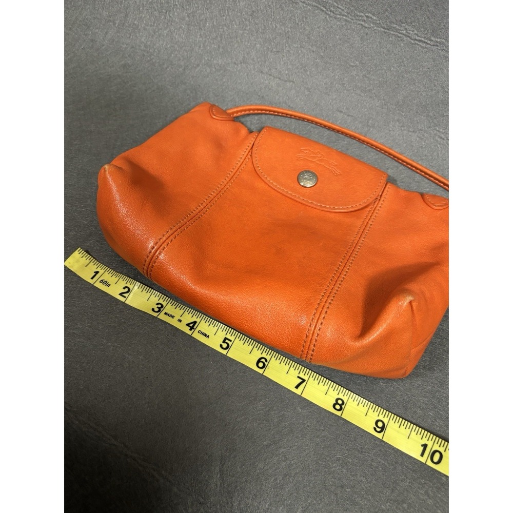 Longchamp Modele Depose Crossbody Bag Leather Orange Cognac Silver Hardware - Picture 15 of 16